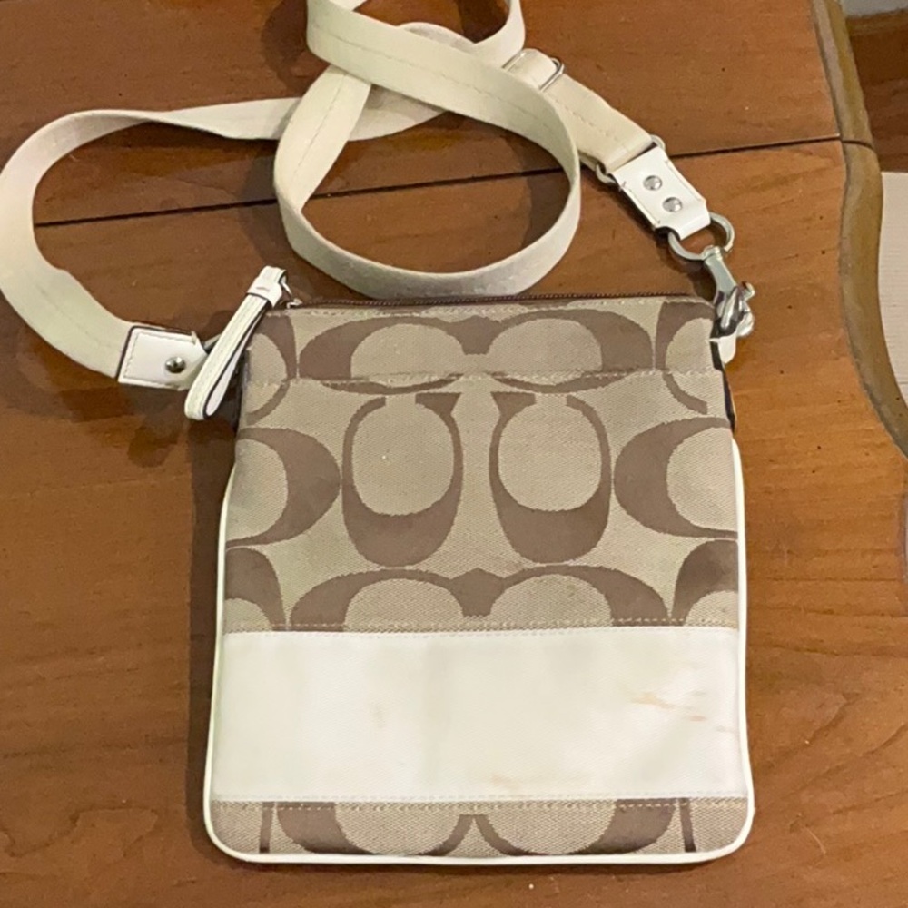 Coach Crossbody Bag in Cream and Brown